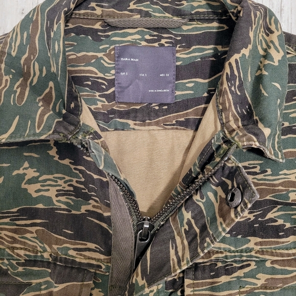 ZARA MAN Camo Denim Full Zip or Button Up Shirt Jacket Long Sleeve Men's S - Picture 4 of 15